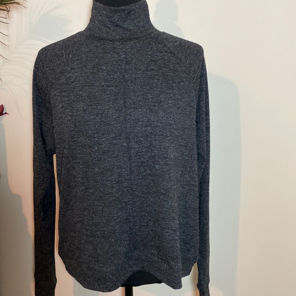 JUST female Nadine Knit mock turtleneck long sleeve shirt top Medium black gray